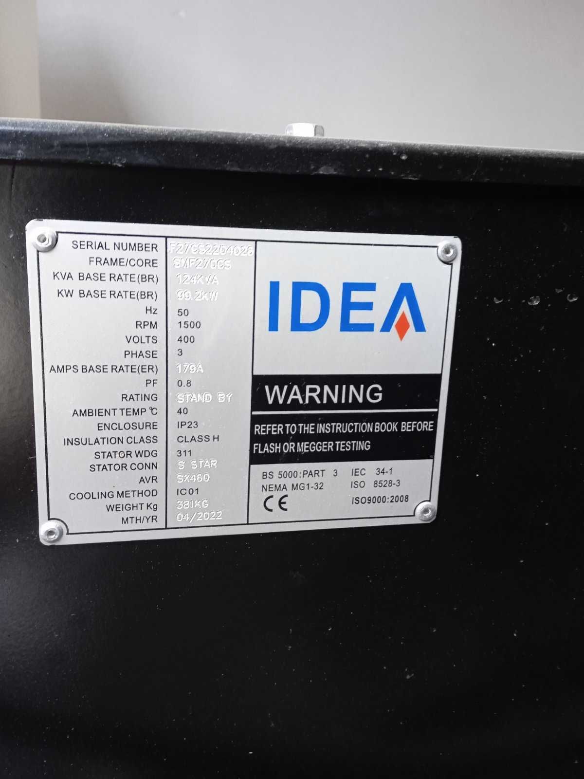 Генератор IDEA IDJ125D stand by 100/ prime 92 kW
