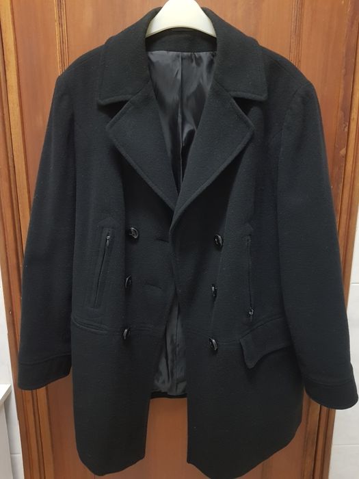 Casaco comprido mulher lã fazenda preto