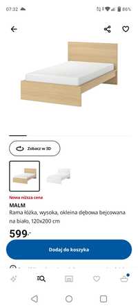 NOWA Rama łóżka Ikea Malm 120/200