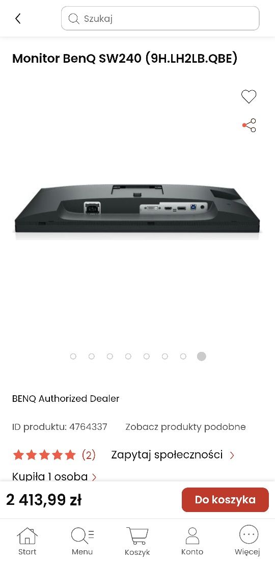 BENQ SW240 24.1" monitor dla fotografa grafika montaż video