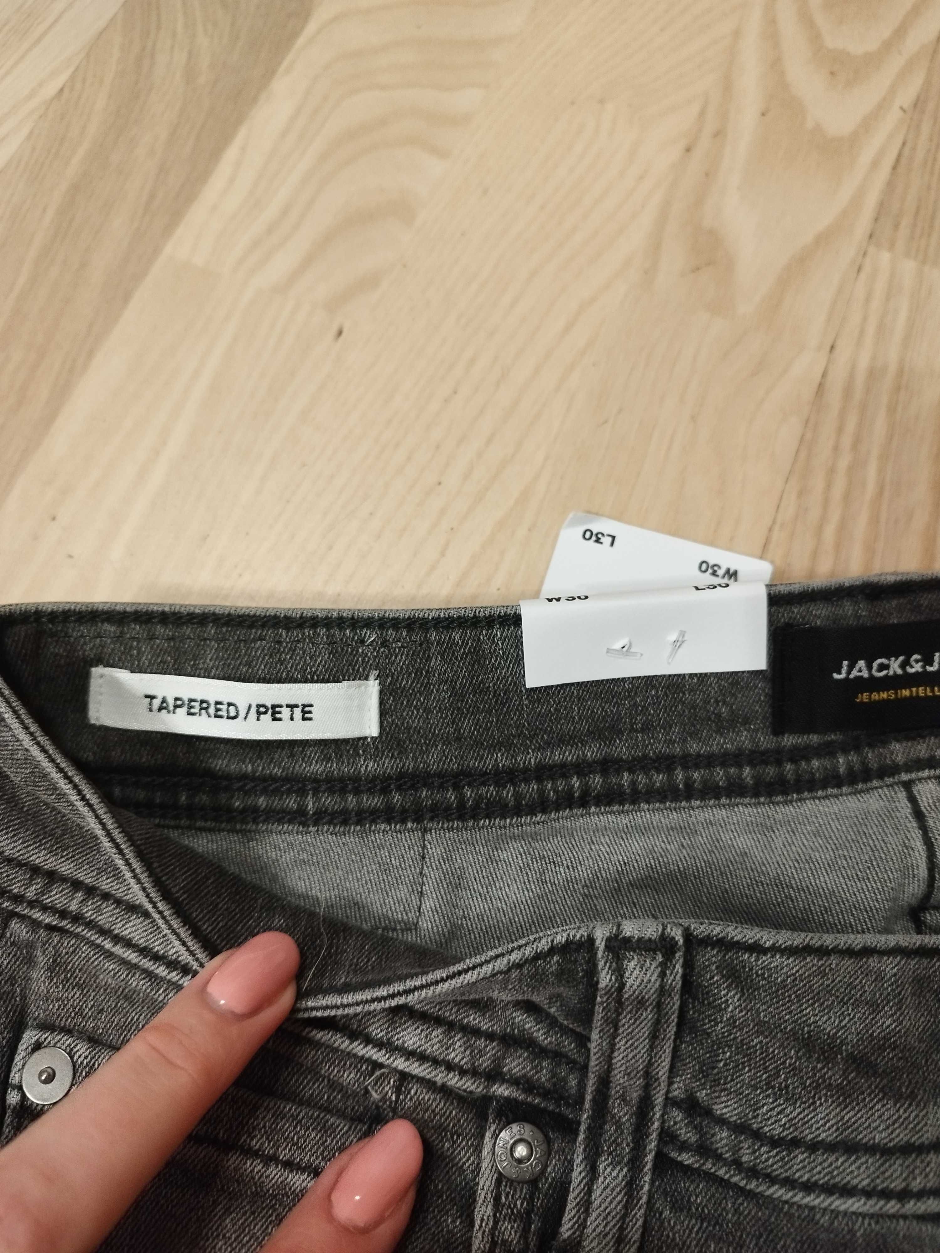 Nowe jeansy męskie Jack Jones W30 L30 popielate