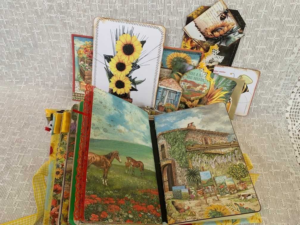 Junk journal ABELHAS e GIRASSÓIS Handmade