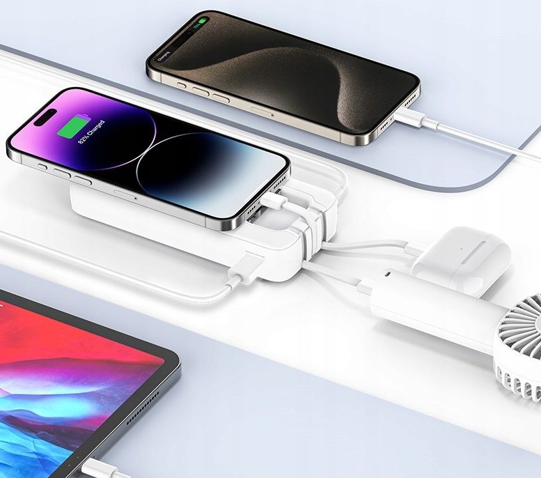 Szybki Powerbank 20000Mah 22,5W 3A Wbudowane Kable Usb-C Do Lightning