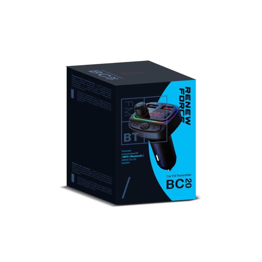 Transmiter Samochodowy BLUETOOTH FM BC20 Oryginalne opakowanie