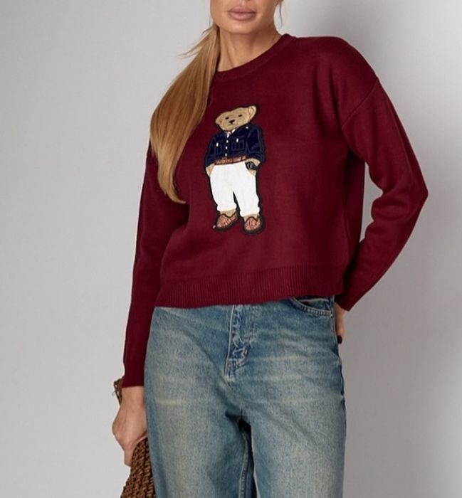 Лонгслів  лонг кофта поло з ведмедиком