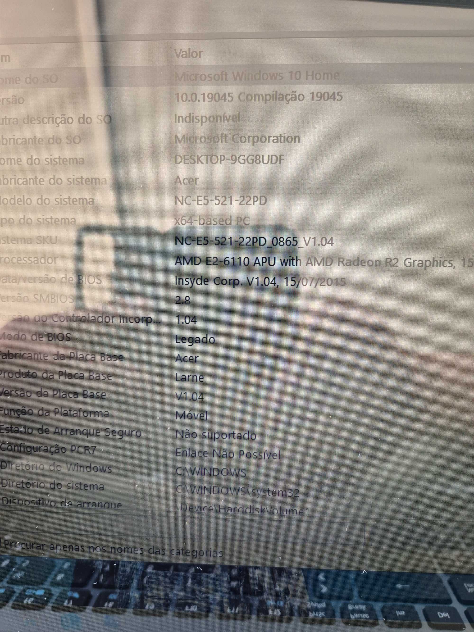 Acer E5-521 processador AMD E2-6110, gráfica AMD radeon R2