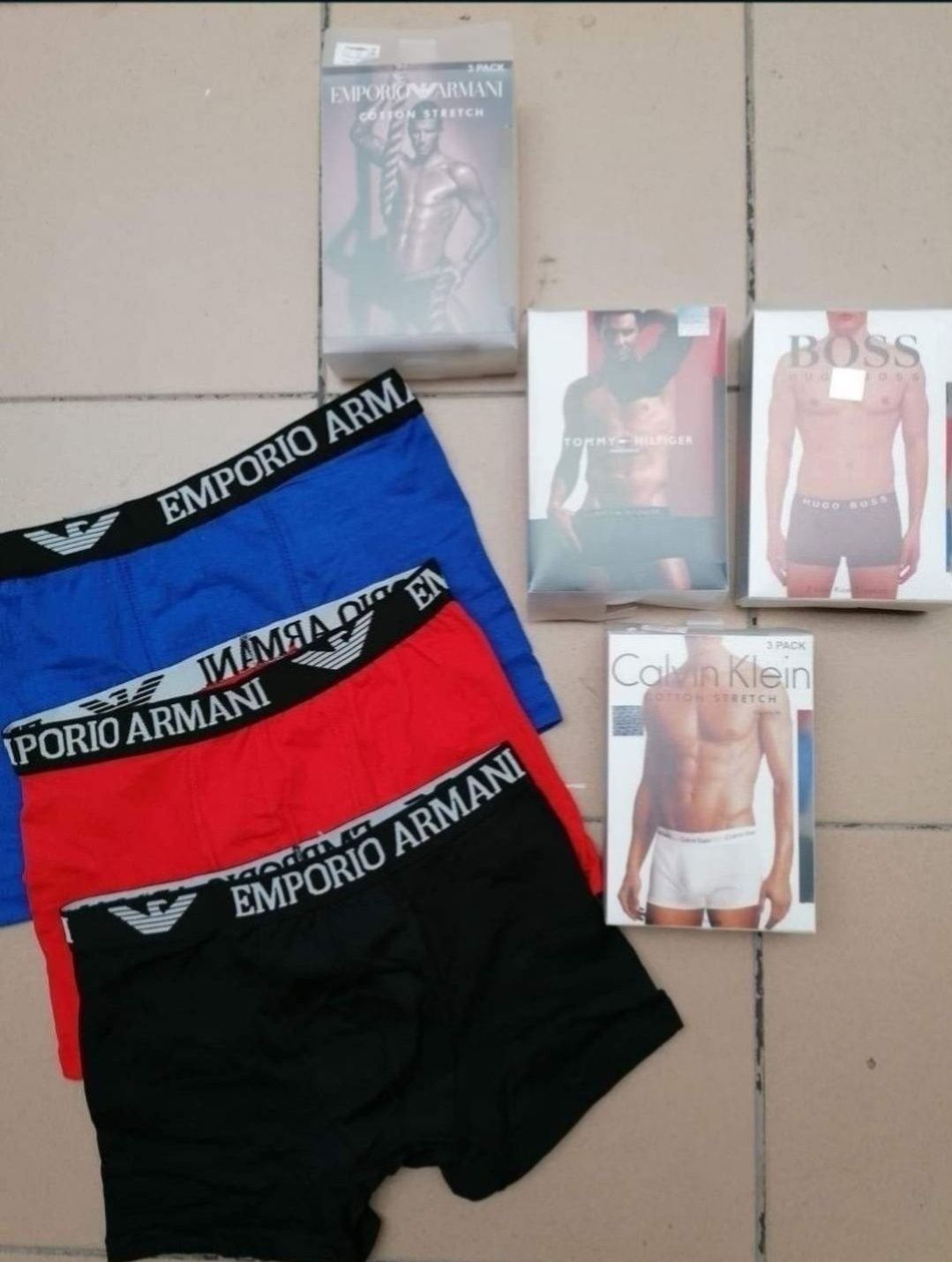 Nowe Bokserki Męskie 3pak Tommy CK Armani Hugo Lacoste Boss Gucci