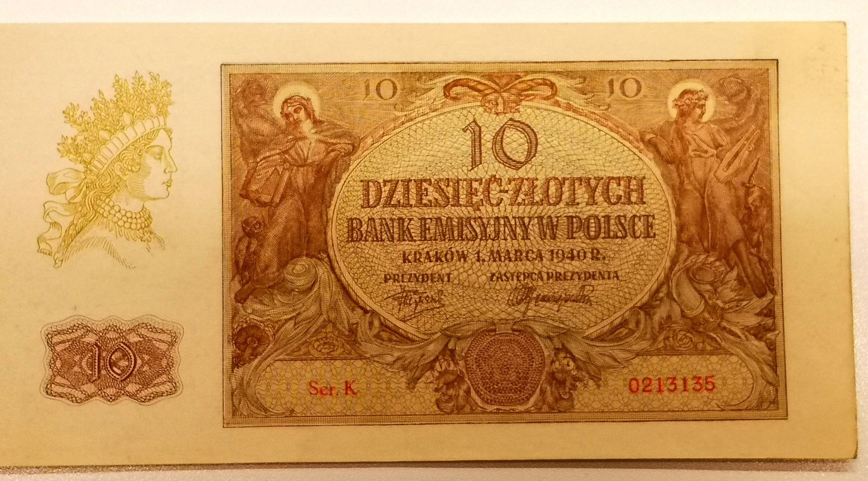 Banknot 10zl GG 1940r seria K