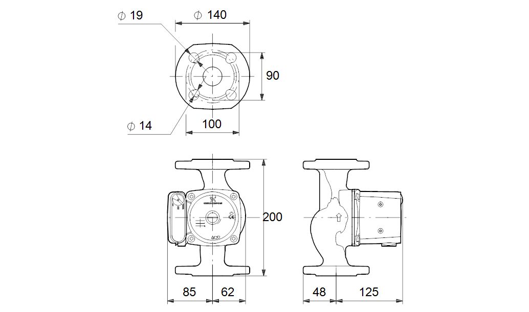 Pompa C.O. Grundfos ups 36-50 F 200 +GWARANCJA