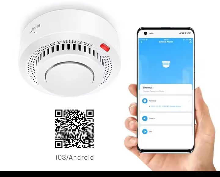 Смарт-датчик дыма Tuya, Wi-Fi, 85 дБ