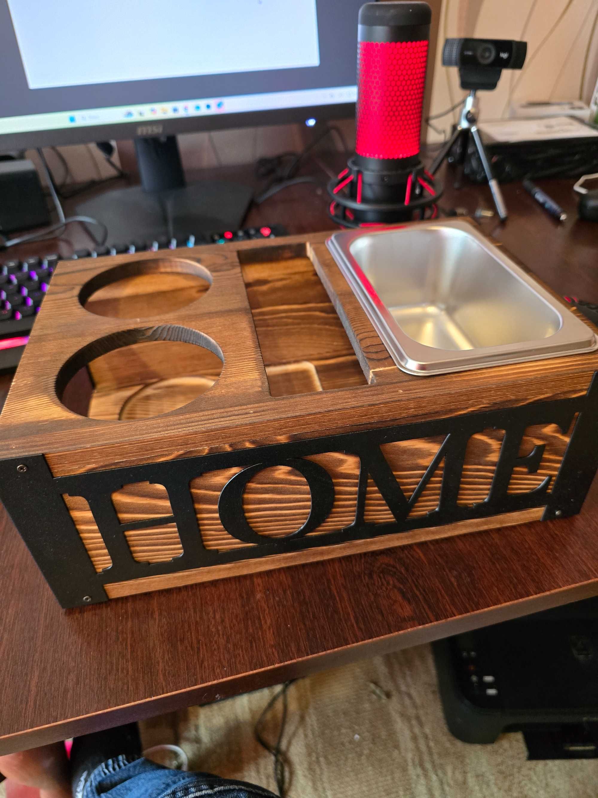 Organizer drewniany na piloty, napoje i przekąski - HOME box