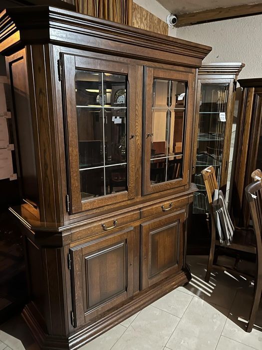 Kredens drewniany dębowy podświetlany solidny elegancki FV DOWÓZ