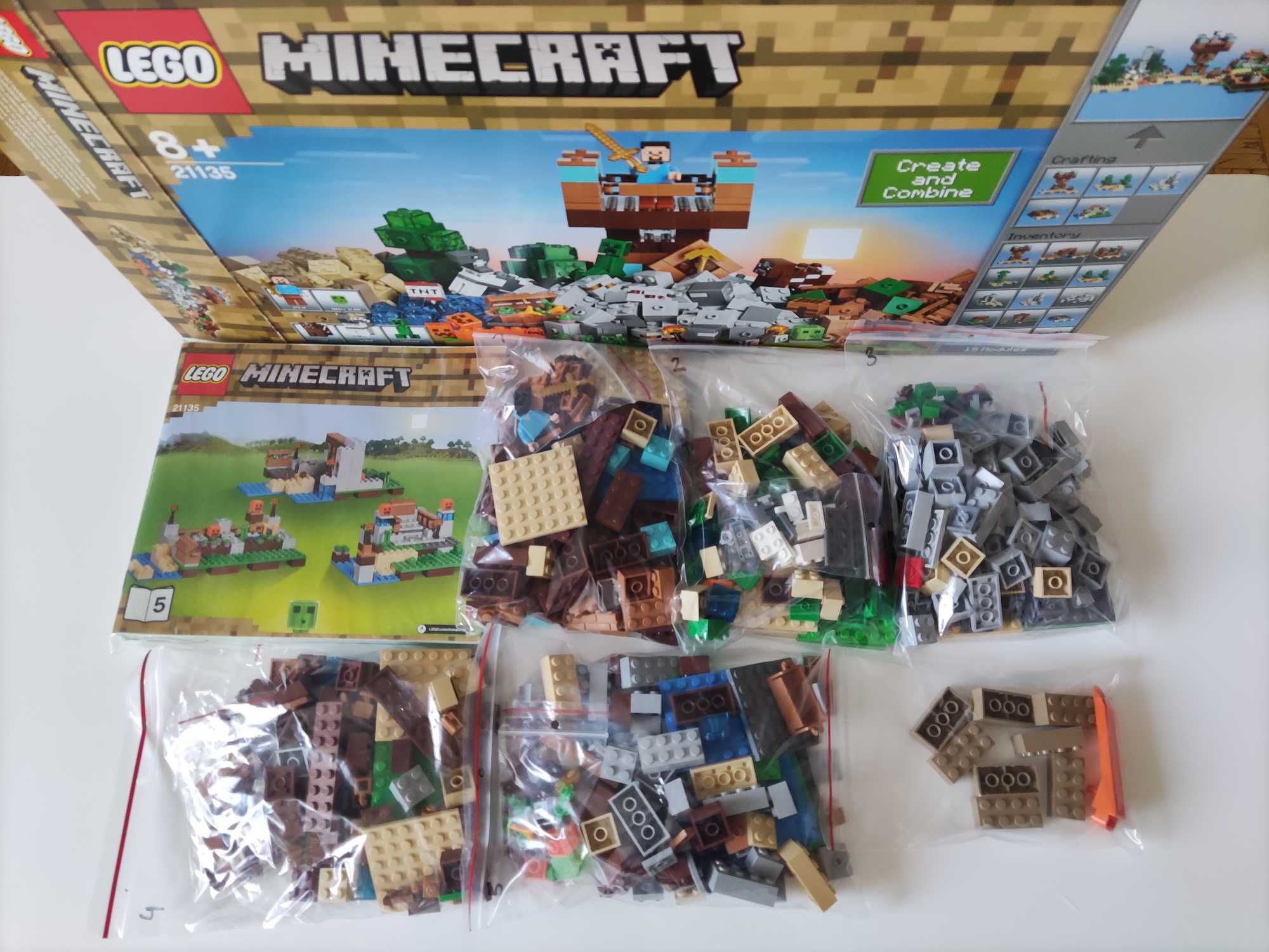 LEGO Minecraft 3 zestawy 21135,21147,21155 i 50 minifigurek