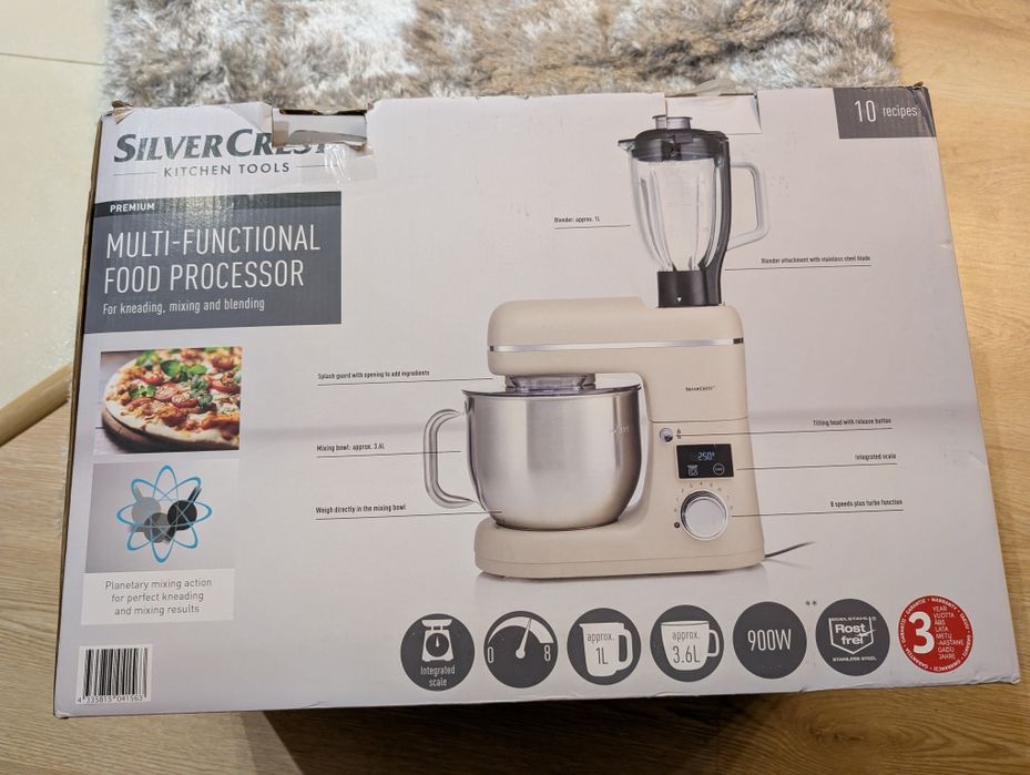 Robot planetarny z blenderem kielichowym i wbudowaną wagą 900W Silver