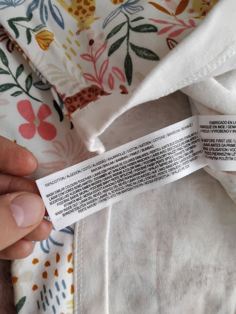 Body Primark 92 98 beżowe wzory bawelna kwiatki koty
