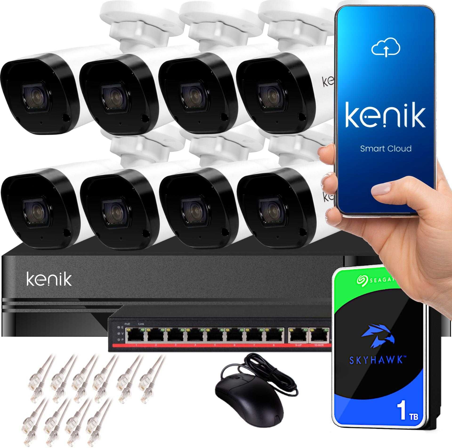 Zestaw monitoringu IP KENIK 8 kamer tubowych 2MPx [ELTROX KR Cechowa]