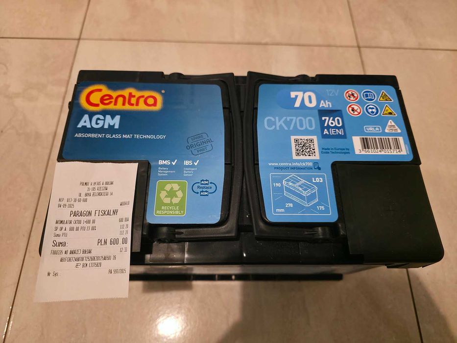 Centra Start-Stop AGM CK700 70 Ah / 760 A