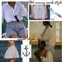 полосатая мини юбка лен в морском  яхта стиле yacht style old money