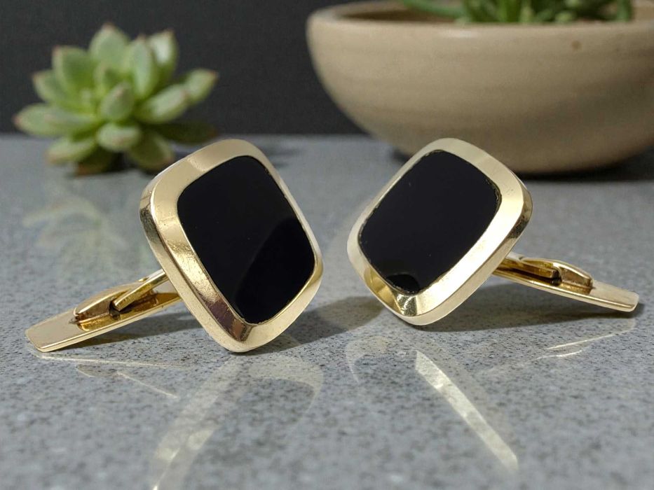 Spinki złote do mankietów z onyxem Lombard Gorzów