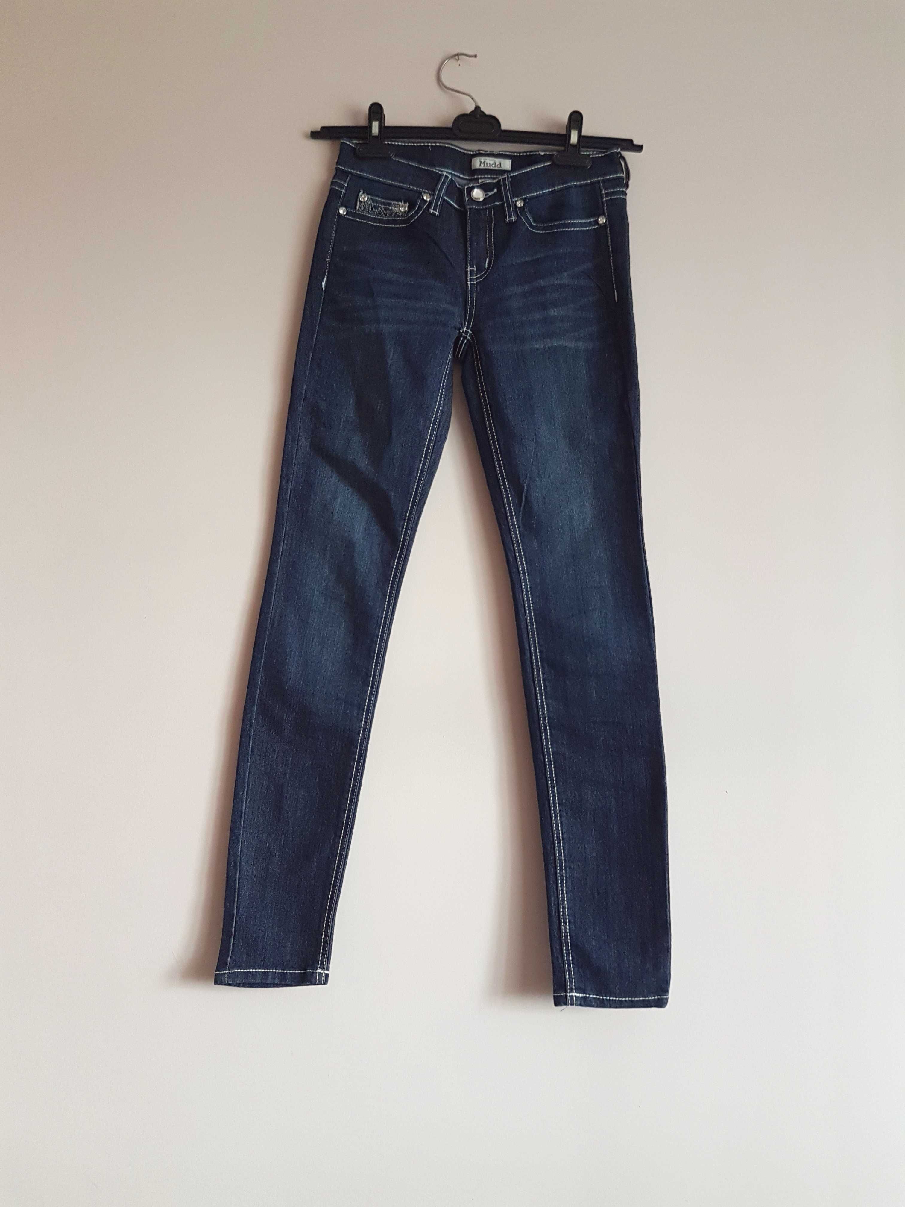 Spodnie jeans dżins z cekinami z diamencikami XS xxs dziewczynki rurki