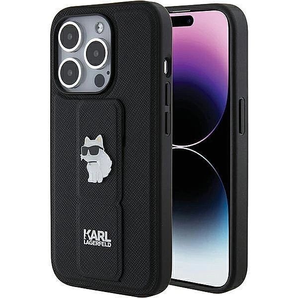 Etui Karl Lagerfeld Gripstand Saffiano Choupette Pins na iPhone 15 Pro