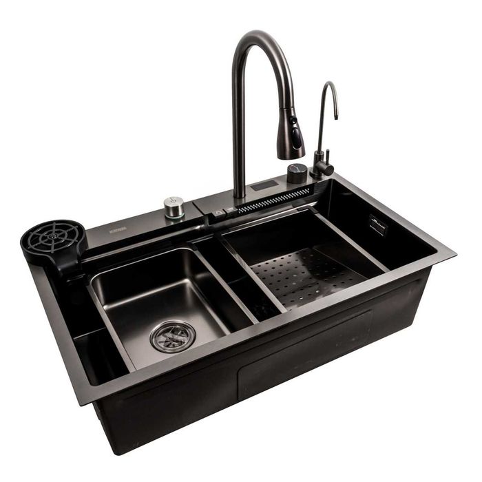 Мийка кухонна з водоспадом, дозатором,