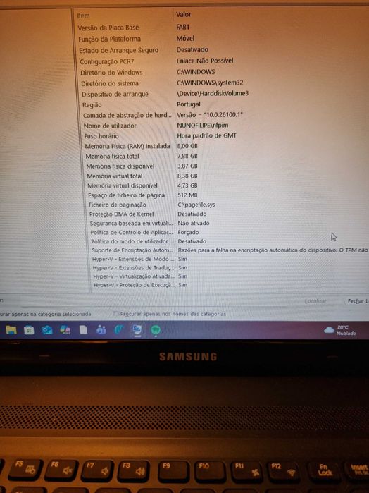 Portátil Samsung NP270E5G SSD 480 GB • 8 GB RAM • Windows 11 •