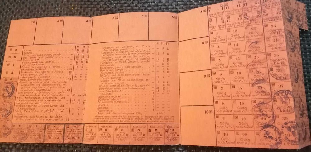 2 cartas e 9 cartões alimentares do 3.º Reich. Ótimos. 1940 a 1944