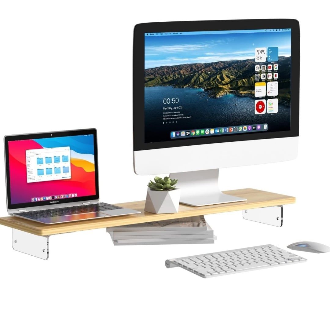 Naturalny bambusowy stojak na monitor, 80 x 20 x 6,5/8,5 cm
wymiary po
