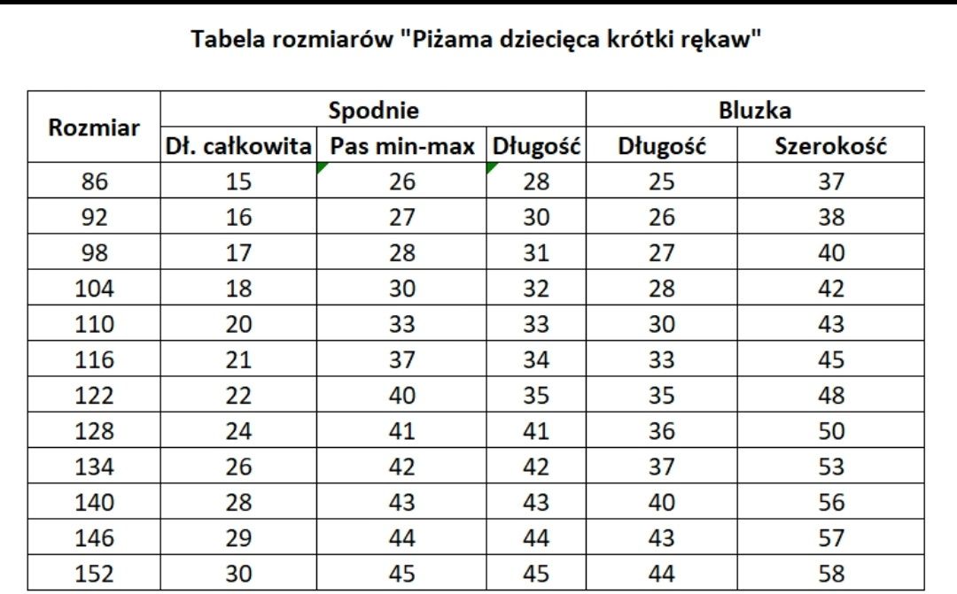 Piżama Kotek krótki rękaw NOWA rozm 128