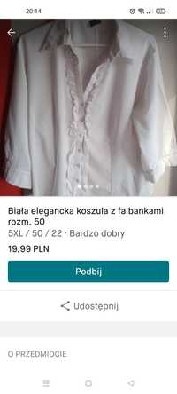 Biała koszula z falbankami rozmiar 50