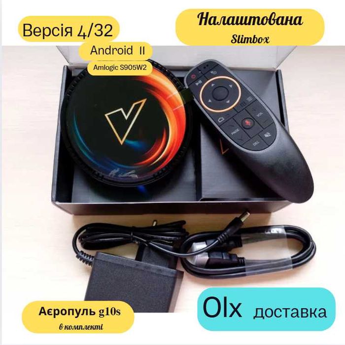 TV box Vontar W2 ATV 4/32 + пульт G10s голосовий Mouse