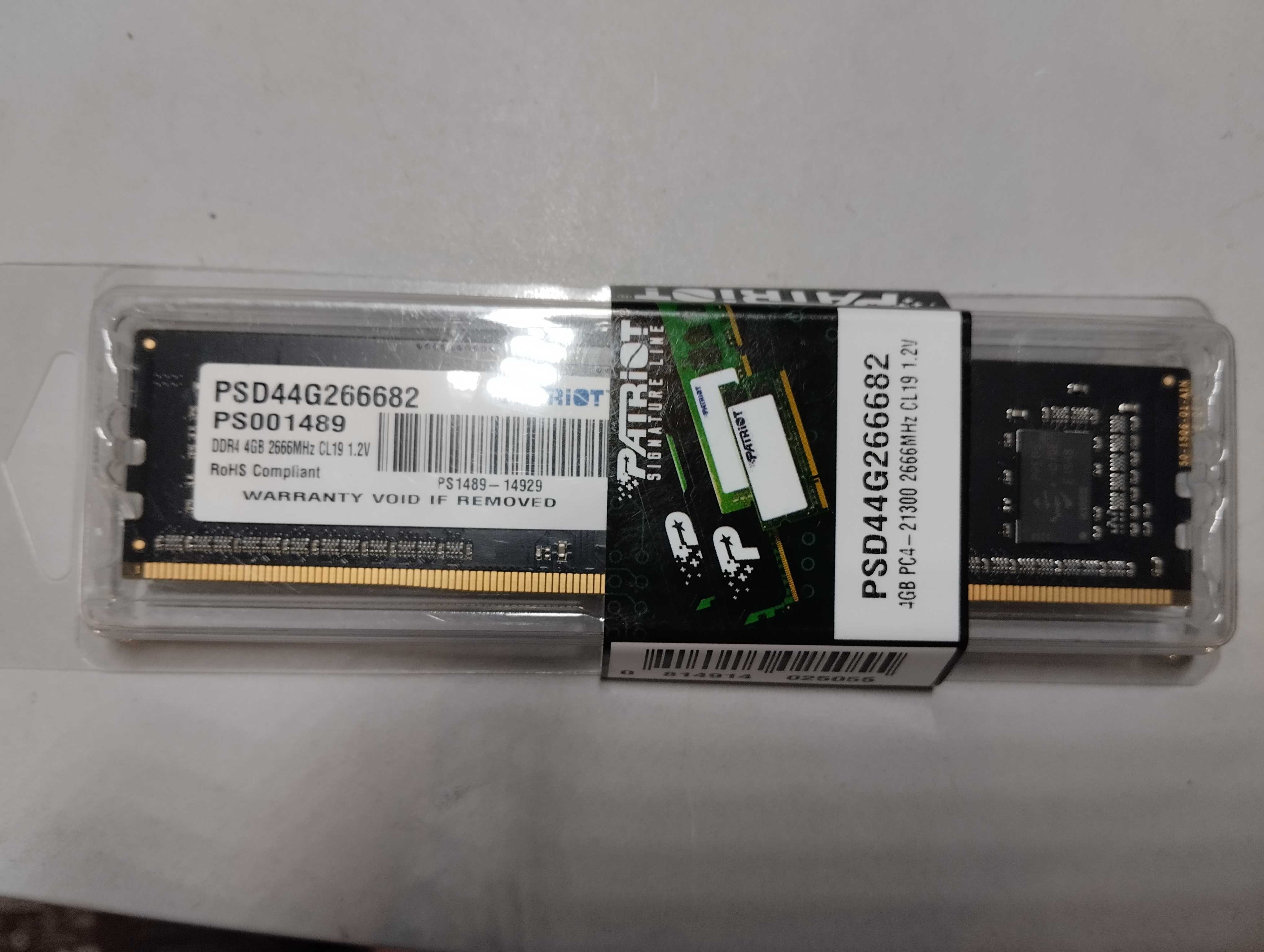 Оперативная память Patriot DDR4-2666 4096MB PC4-21300 (PSD44G266682)