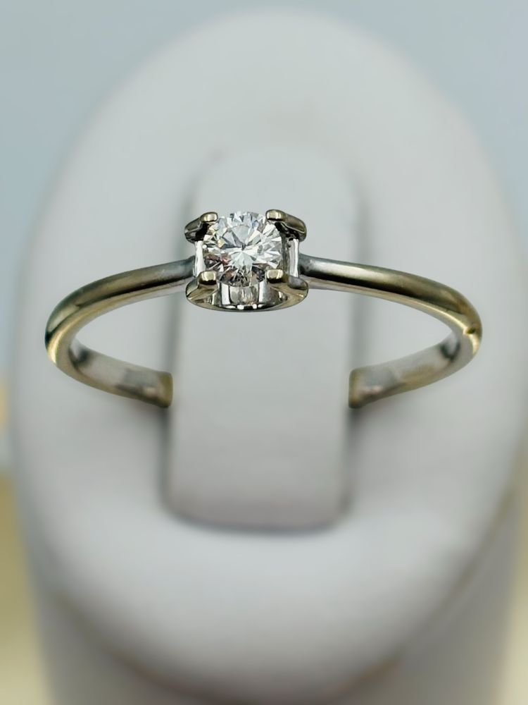Pierścionek Złoty z Brylantem 0.13ct 585/14k 1.41g roz13 Certyfikat