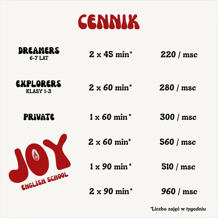 Zajęcia języka angielskiego - zapisy do JOY English School!