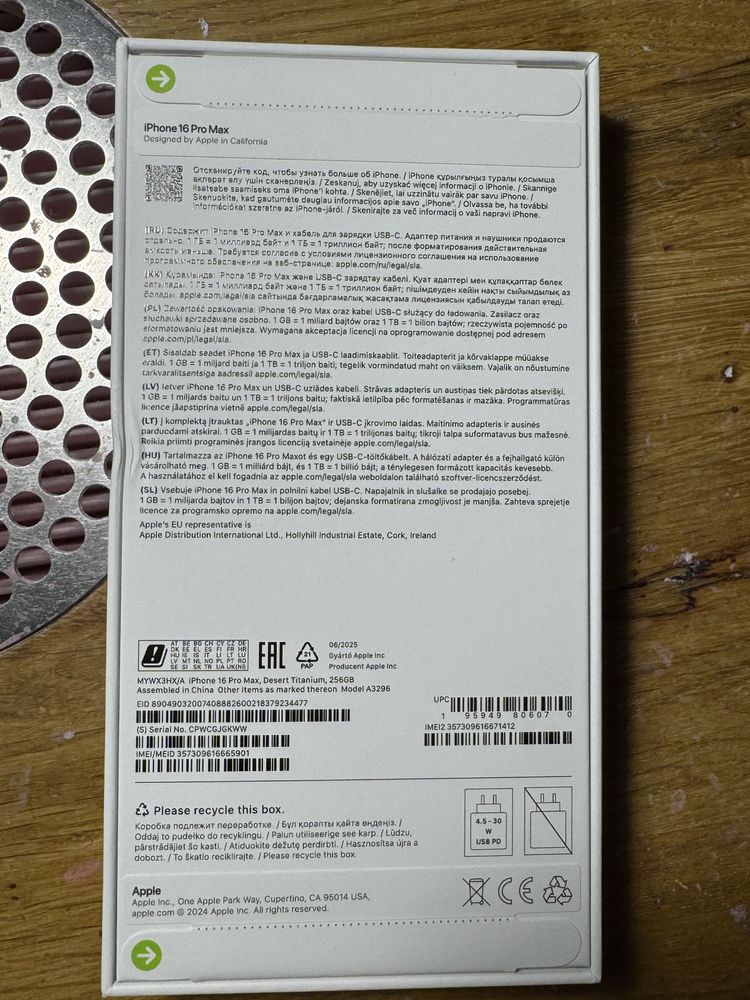 Iphone 16 pro max 256 gb