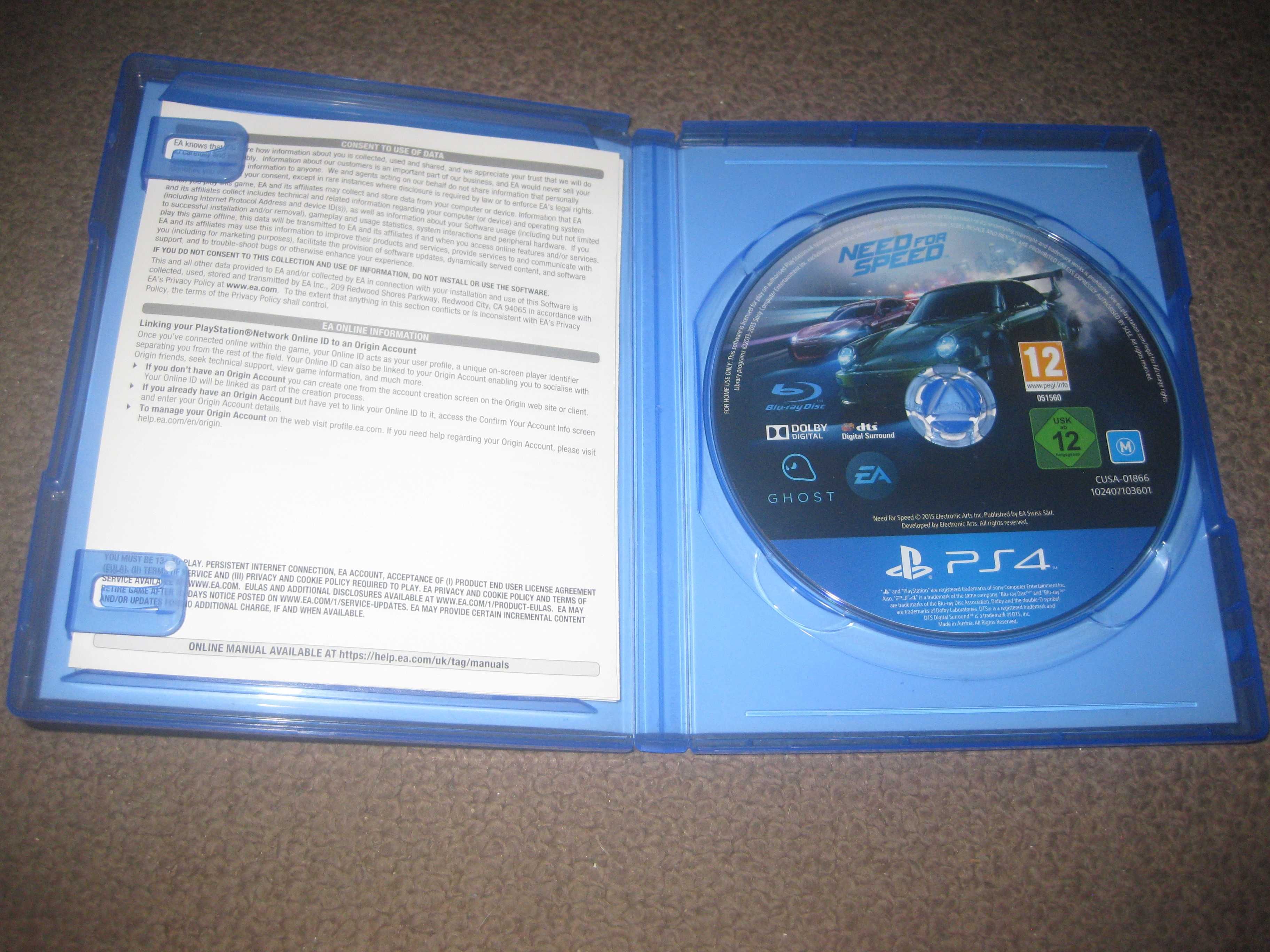 Jogo "Need For Speed" para a Playstation 4/Impecável!