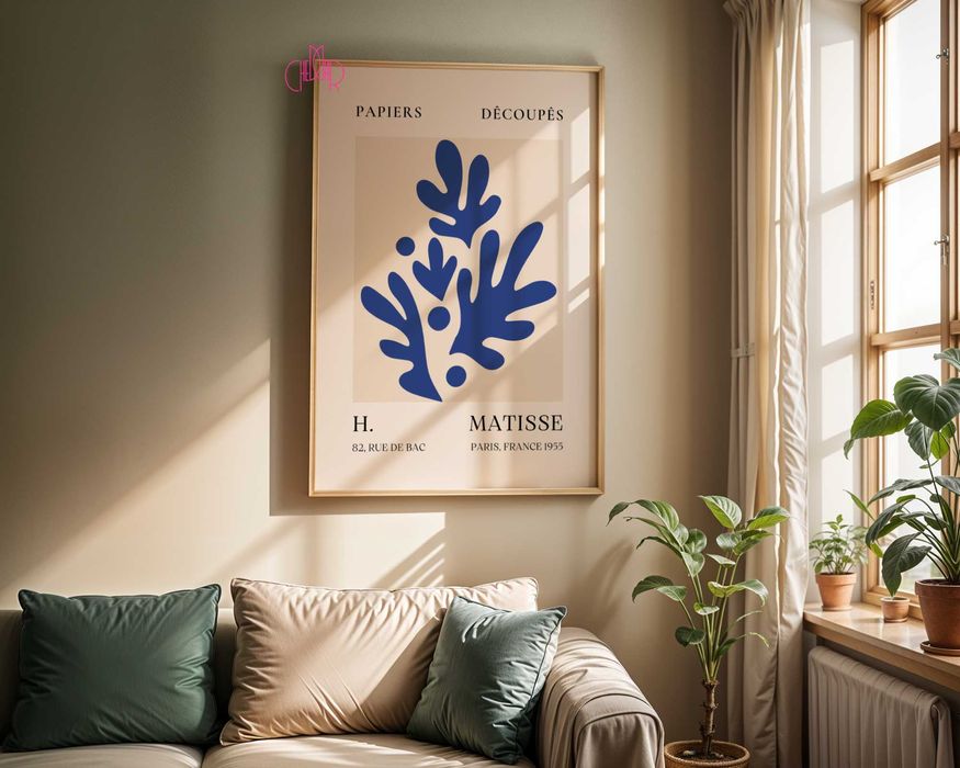 Plakat Matisse, niebieski wycinki papieru, 30x40