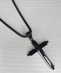 Крест Steel Black Pearl з цепочкой