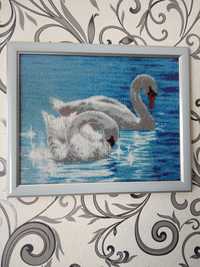 Картина бисером "Лебеди"