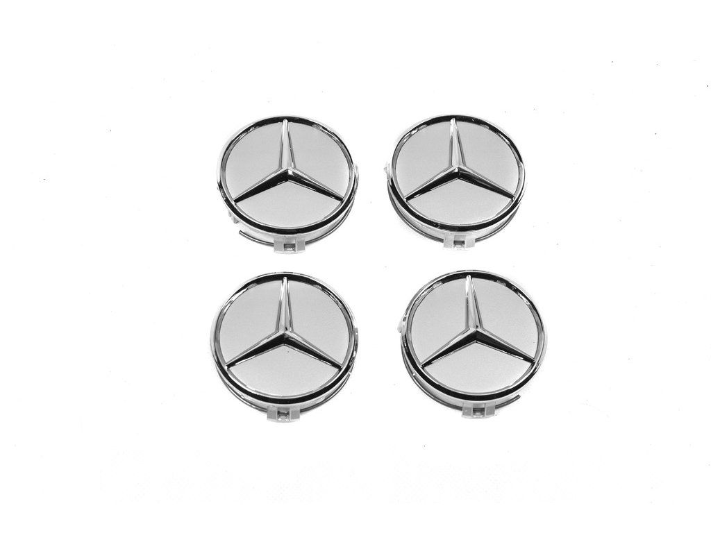 Mercedes Ковпачки на диски 70/75 мм з кільцем (4 шт, сірі)