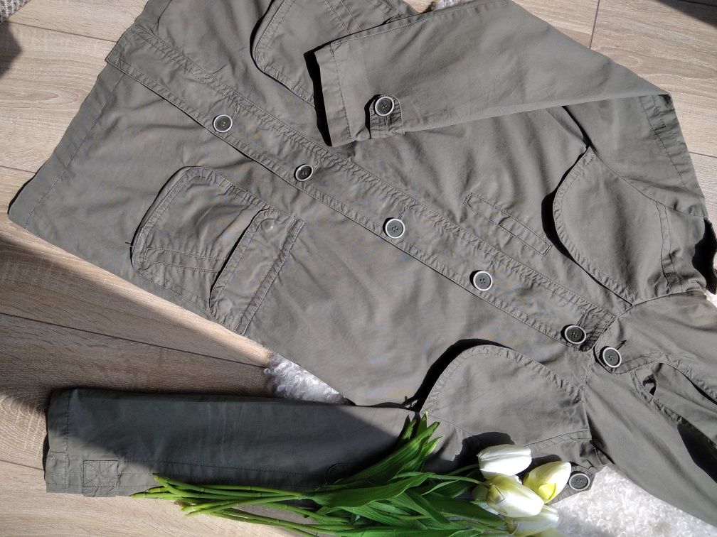 kurtka khaki oliwkowa parka z kapturem z kieszeniami M Reserved