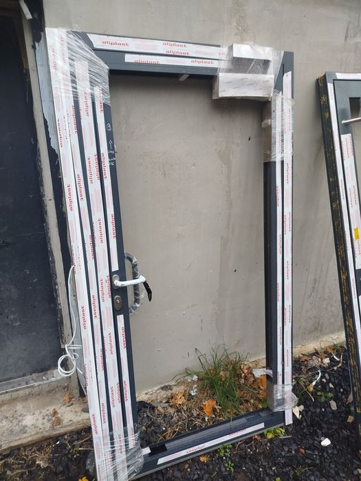 Nowe Drzwi zewnętrzne PCV Antracyt z ramą 116 x 210