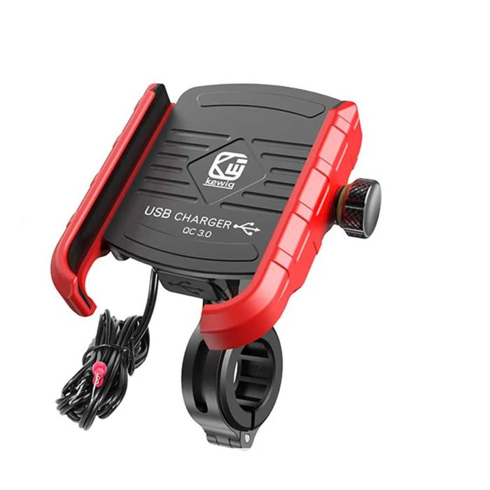 Suporte de Telemóvel para Moto com Carregador Rápido USB 3.0