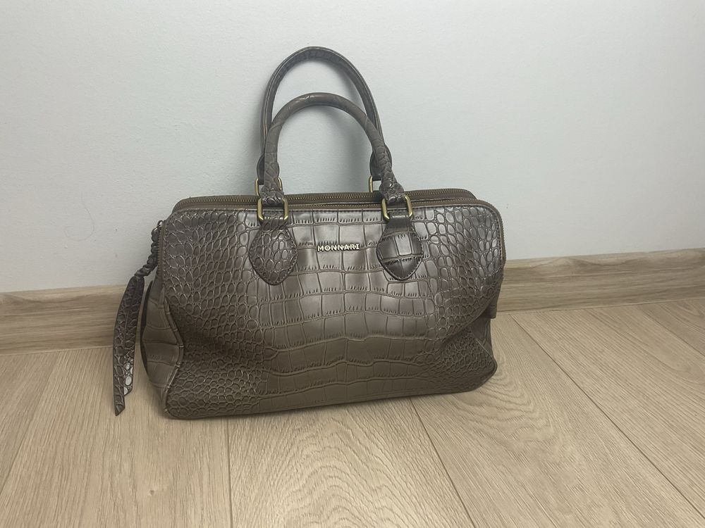 Monnari nowa torebka damska miękka pojemna do ręki brązowa elegancka