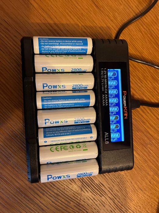 Зарядное POWERKAN ALL8 с ЖК-дисплей, 8 слотов AA/AAA, 1.2V/1.5V/3.7V
