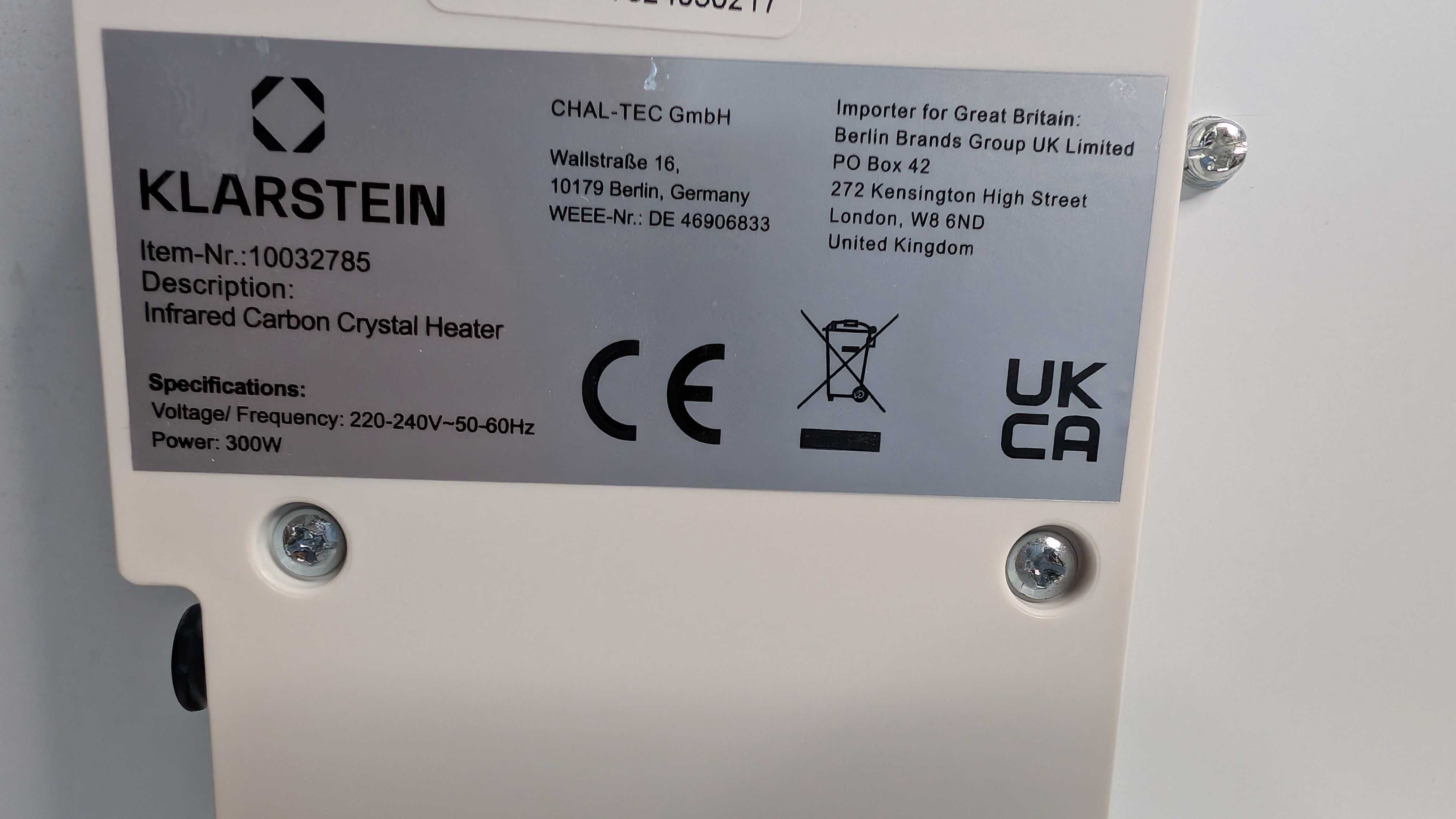 Grzejnik podczerwieni Klarstein Wonderwall smart 300W