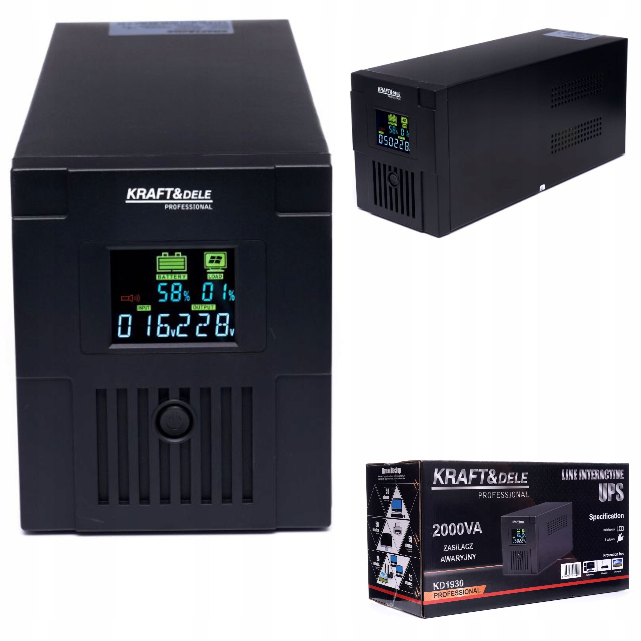 Zasilanie Ups Awaryjne 1200W Lcd Pieca Pompy2000Va