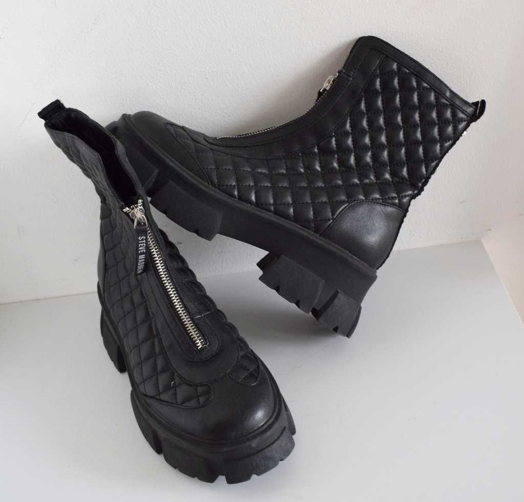 Steve Madden botki czarne na zamek 38 pikowane buty