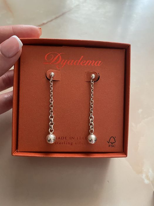 Серебряные серьги, кольцо.